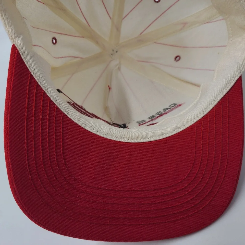 Vintage Case IH Hat Snapback K-Products White Red Pinstripes East Moline‎ Plant